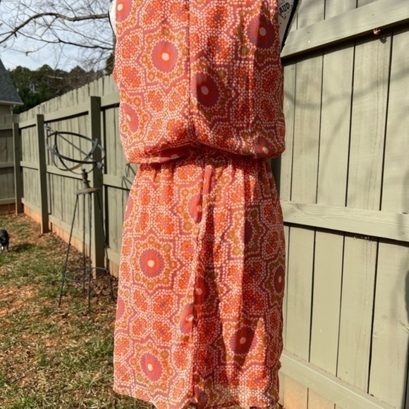 Pink Owl Orange Sleeveless Dress with Circle Pattern - Picture 14 of 15